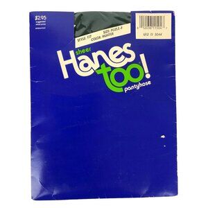 Hanes Too Sheer Pantyhose Size EF XL Hunter Green Sandalfoot Vintage 1988 USA